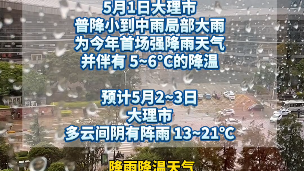 大理迎来今年首场强降雨天气！#大理 #天气预报 #降雨 #五一假期