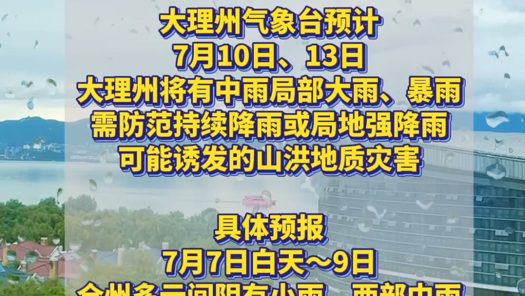 III级地质灾害预警！大理降雨仍将持续→ #大理 #天气预报 #地质灾害预警